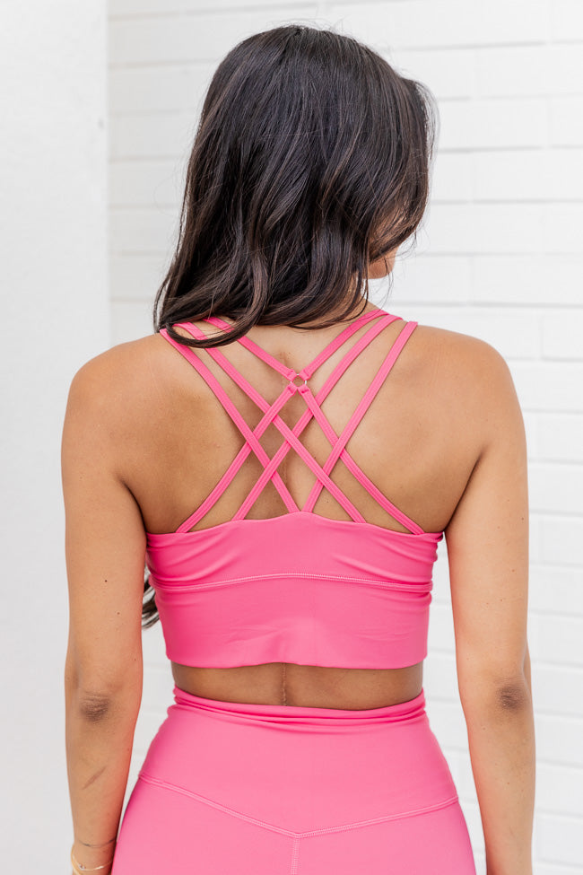 women's Lily of France pink crosse back sports bra size medium MRSP $36 