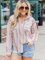 Heart Like Yours Terracotta Multi Striped Button Front Blouse FINAL SALE