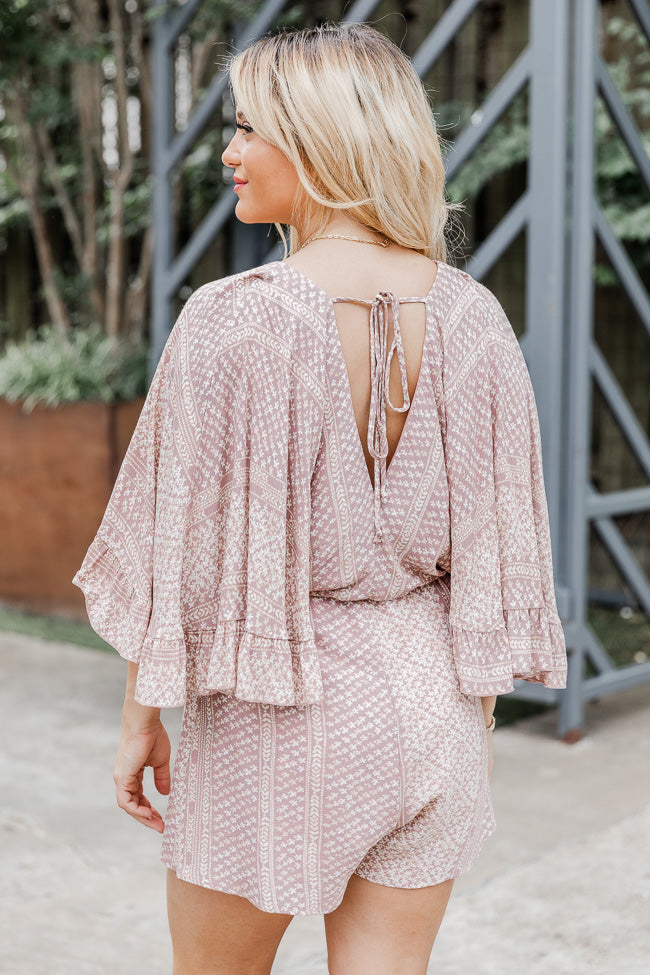 Can't Live Without You Taupe Tribal Printed Romper