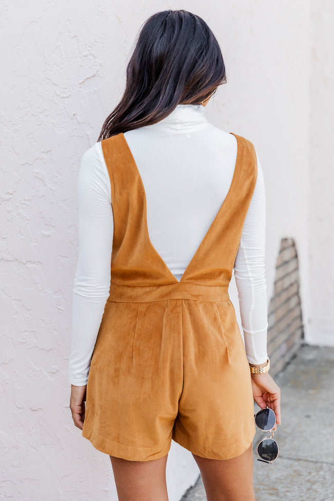 Filled With Hope Light Brown Corded Button Up Tank Romper FINAL SALE