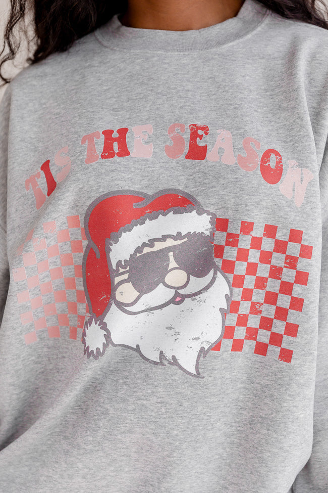 Tis The Season Christmas Grey Oversized Graphic Sweatshirt