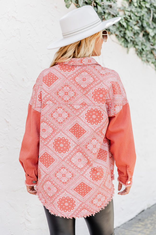 Wasted On You Rust Paisley Print Shacket FINAL SALE