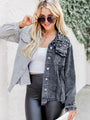 That's Not All Black And Grey Color Block Studded Corduroy Jacket