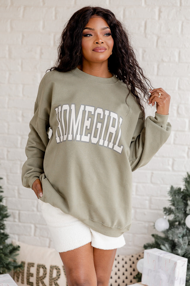 Homegirl Olive Oversized Graphic Sweatshirt