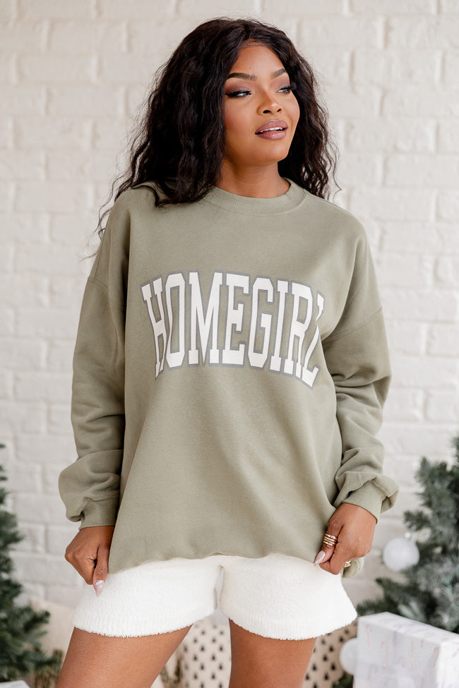 Homegirl Olive Oversized Graphic Sweatshirt DOORBUSTER