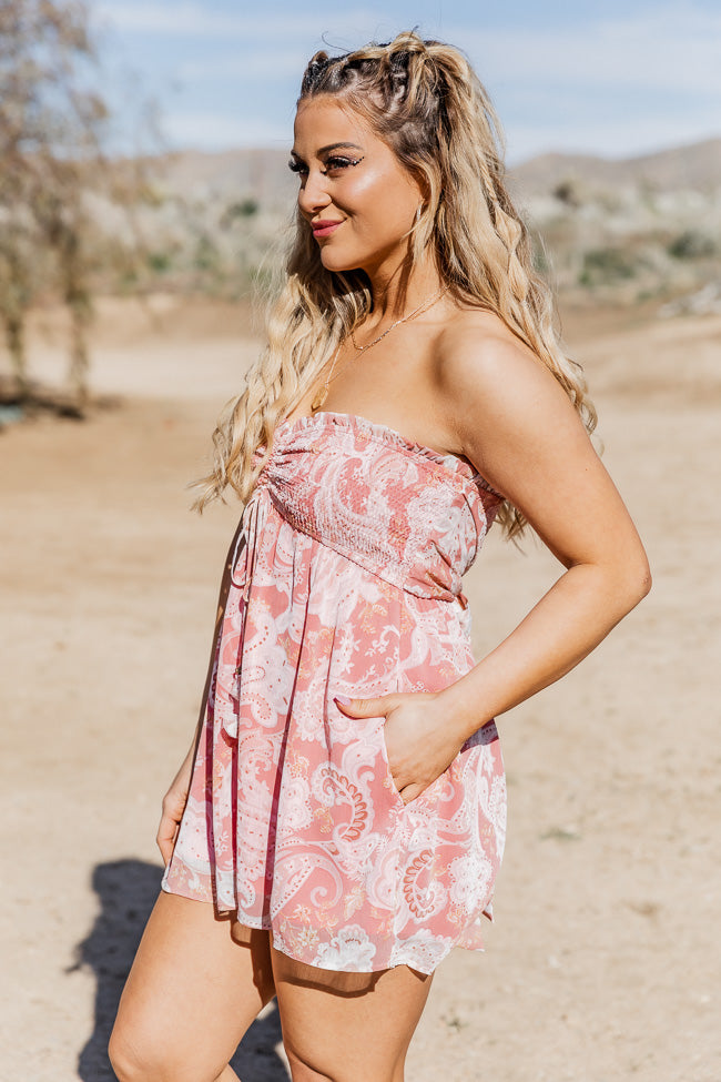 Pink Strapless Romper