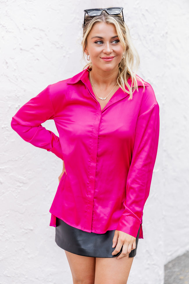 Need To Hear From You Pink Satin Blouse FINAL SALE