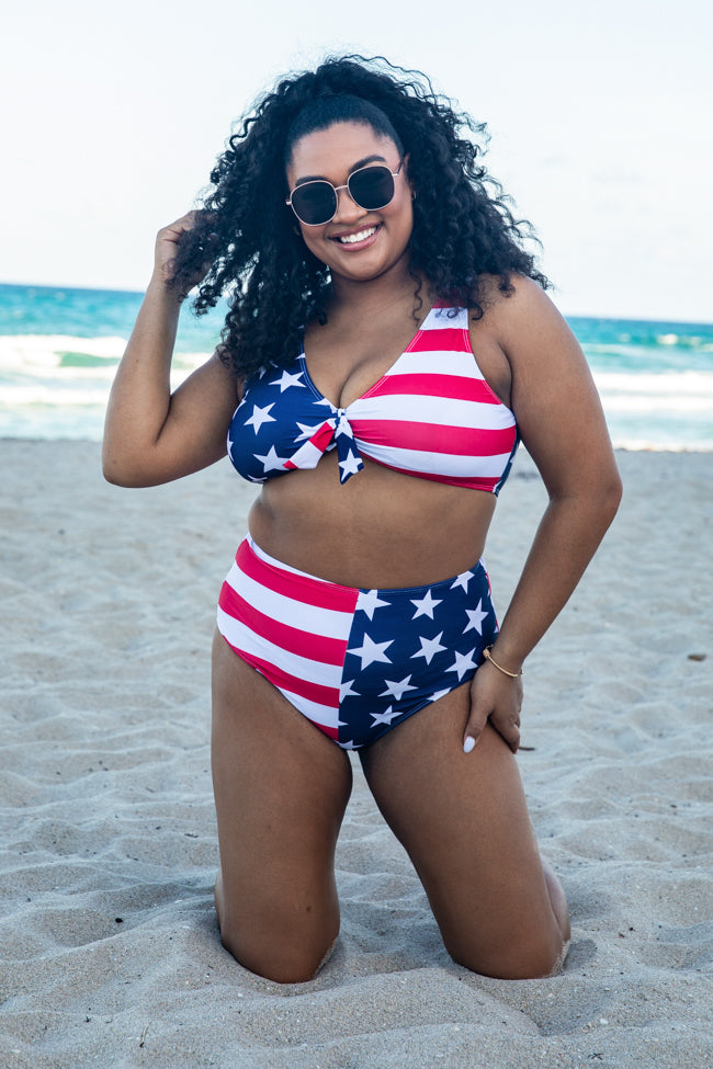 Party In The USA Stars and Stripes Tie Bikini Top