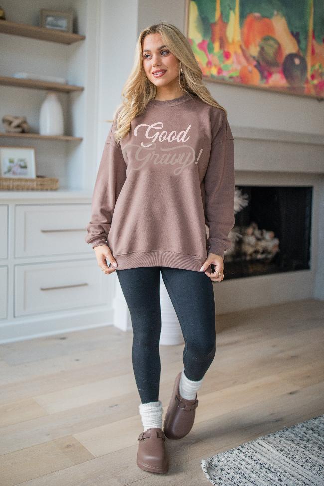 Good Gravy Mocha Oversized Graphic Sweatshirt