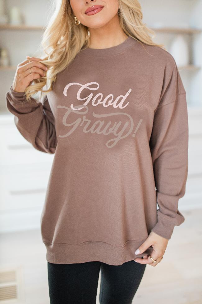 Good Gravy Mocha Oversized Graphic Sweatshirt