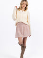 Through The Garden Pink Multi Floral Eyelet Trim Mini Skort