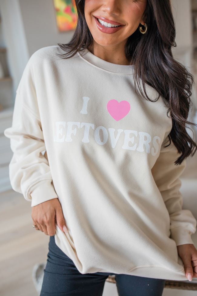 I Heart Leftovers Cream Oversized Graphic Sweatshirt