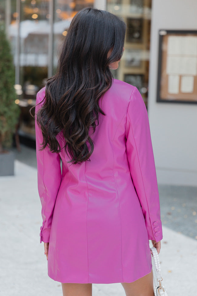 Bend And Snap Pink Leather Blazer Mini Dress