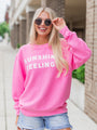 Sunshine Feelings Hot Pink Corded Graphic Sweatshirt