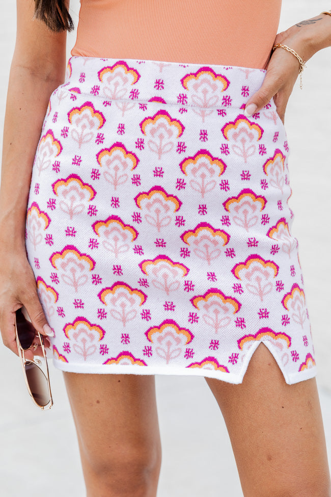 What Makes You Happy Pink And Orange Knit Printed Skirt