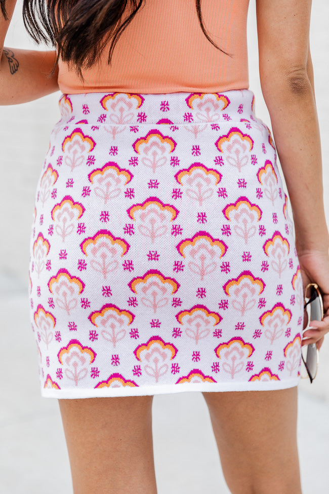 What Makes You Happy Pink And Orange Knit Printed Skirt FINAL SALE