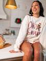 Oh Snap Chenille Patch Cream Oversized Graphic Sweatshirt