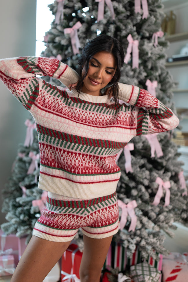 Casual Love Multi Fair Isle Knitted Sweater Set