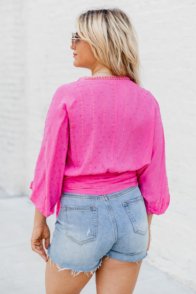 As You Wish Pink Short Sleeve Wrap Blouse FINAL SALE