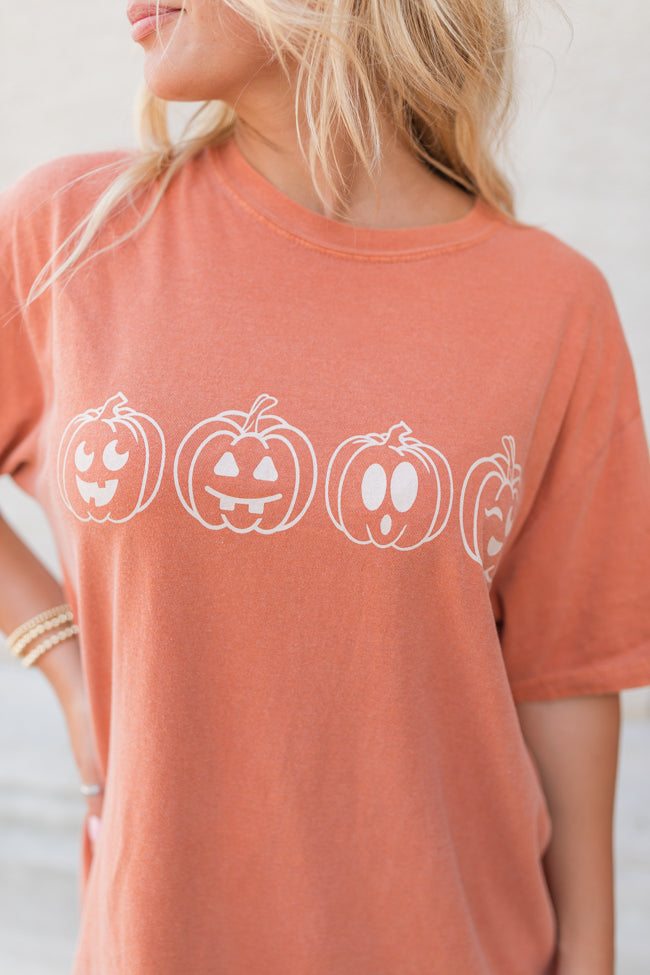 Pumpkin Faces Rust Comfort Colors Graphic Tee