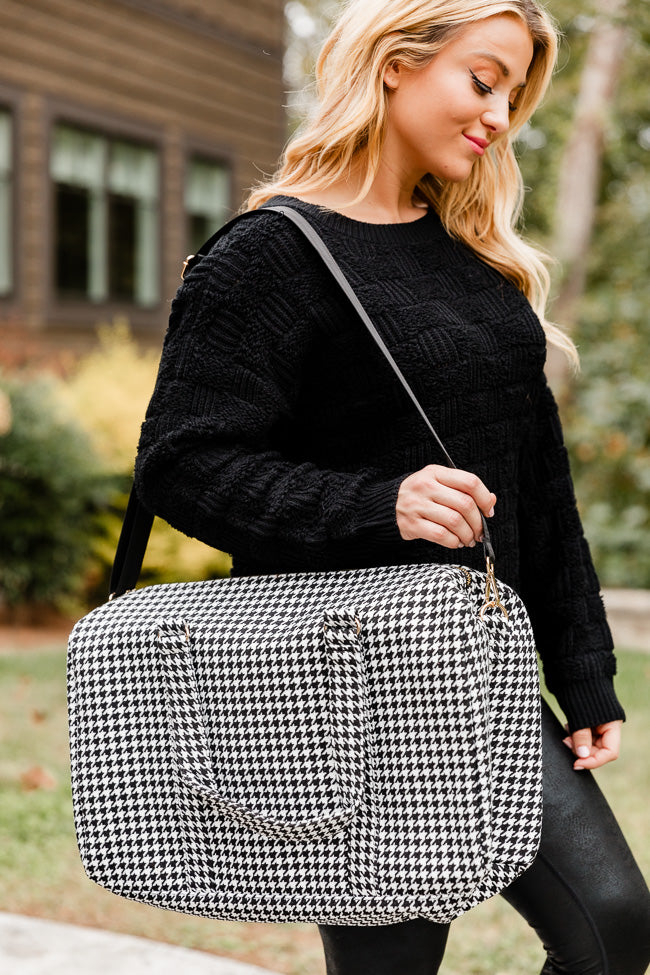 RIHANA TOTE HOUNDSTOOTH TOTE MINI WESST Black Casual Graphic Tote Bag( –  Miniwesst