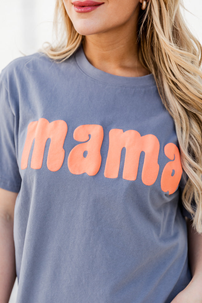 Mama Coral Grey Oversized Graphic Tee