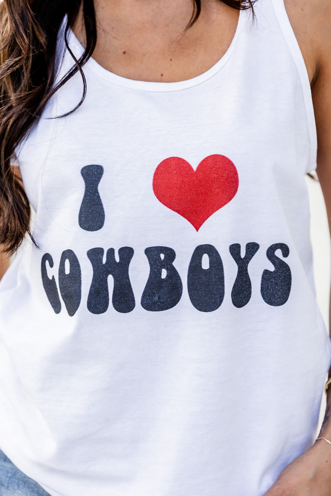 I Heart Cowboys White Jersey Graphic Tank