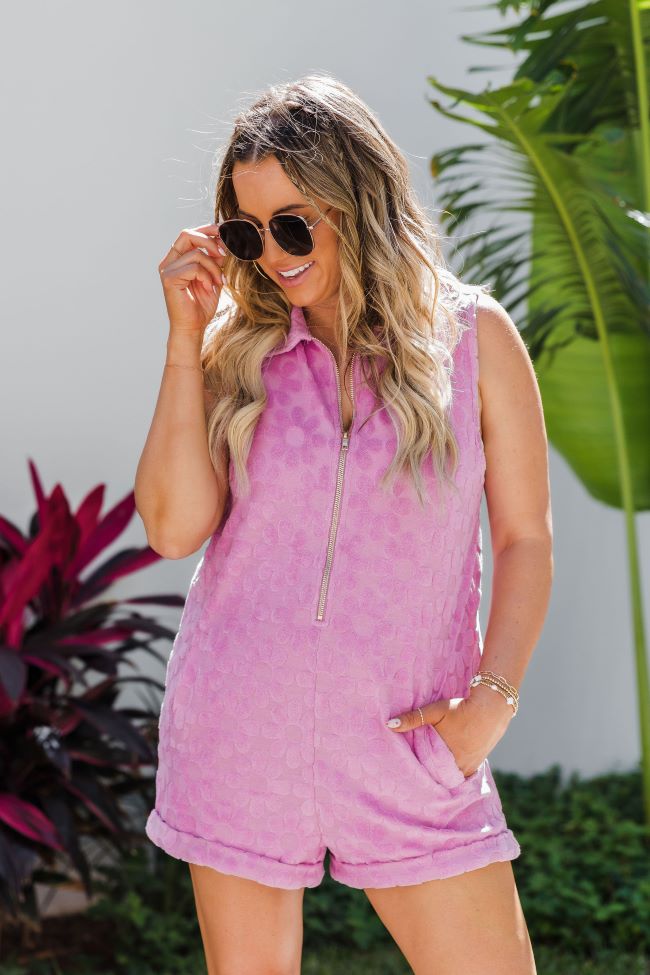 Daisies On The Dock Light Purple Terry Romper Krista Horton X Pink Lily