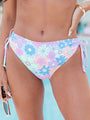 Just Beachy Blue Retro Floral Printed Bikini Bottoms