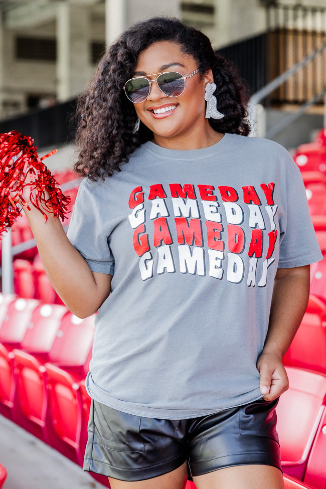 Pink Lily Oh Hey Gameday Heather Red Graphic Tee Medium