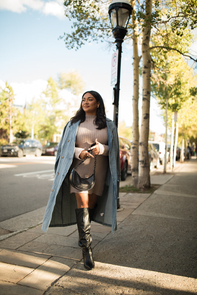 So Simple Light Wash Denim Trench Coat