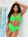 All Summer Long Lime Terry Daisy Bikini Top