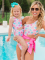 Kid's Sandy Shores In Shell Symphony Pink One Piece Swimsuit Tori X Pink Lily