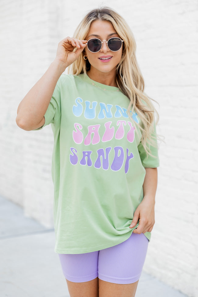 Sunny Salty Sandy Mint Oversized Graphic Tee