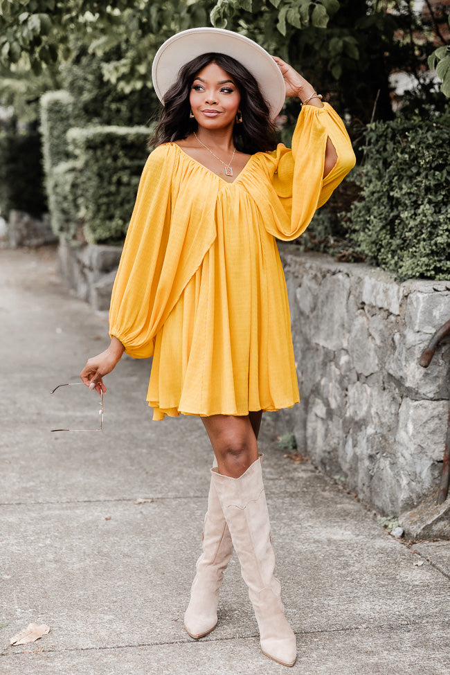 Fashion yellow little dress