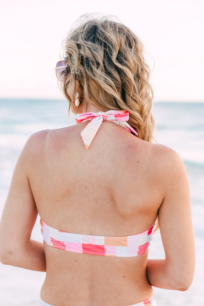 Gossip On Deck Halter Neck In Tori Patch Bikini Top Tori X Pink Lily