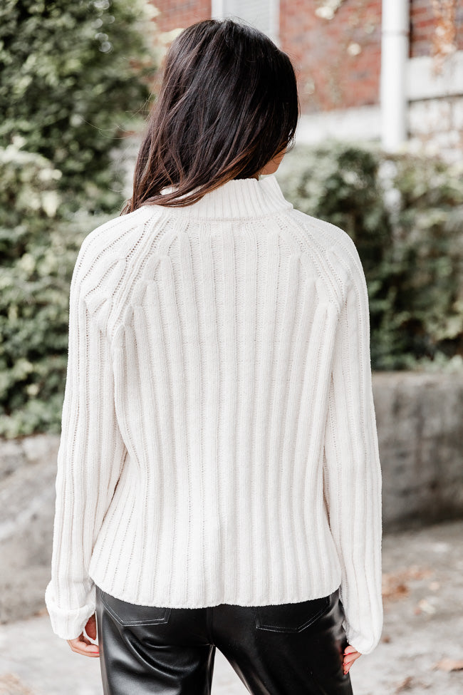 Letting You Go Ivory Chenille Turtleneck Sweater