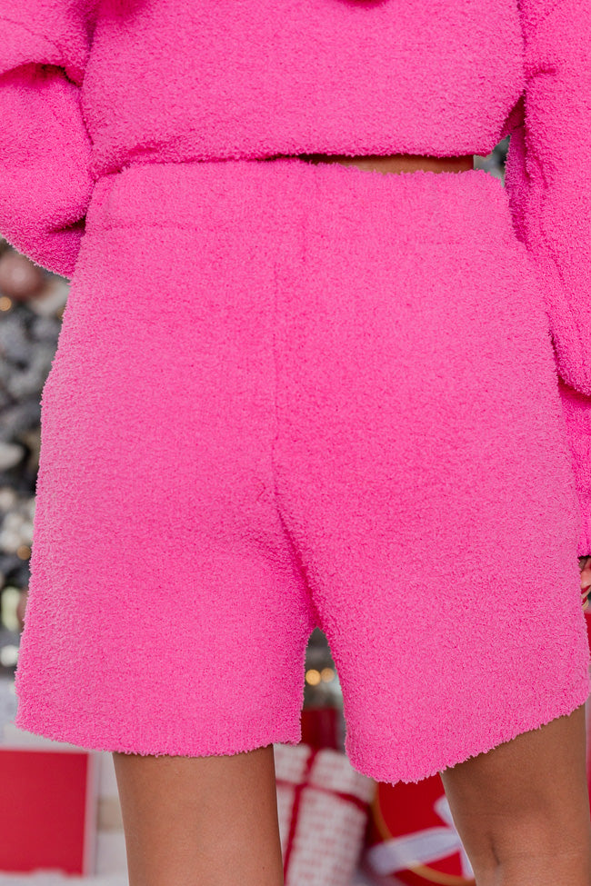 Movies And Chill Hot Pink Fuzzy Lounge Shorts