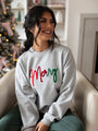 Merry Ombre Chenille Patch Light Grey Oversized Graphic Sweatshirt