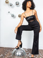 Even The Score Black Sequin Top Jumpsuit