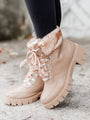 Lizzie Nude Fur Detail Combat Boot FINAL SALE