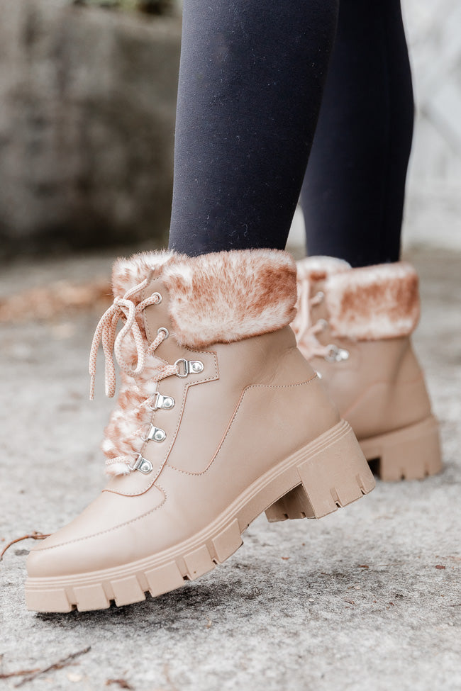 Combat boots discount with fur trim