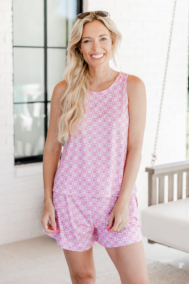 Crazy Daisy Pink Checkered Pajama Tank Top FINAL SALE