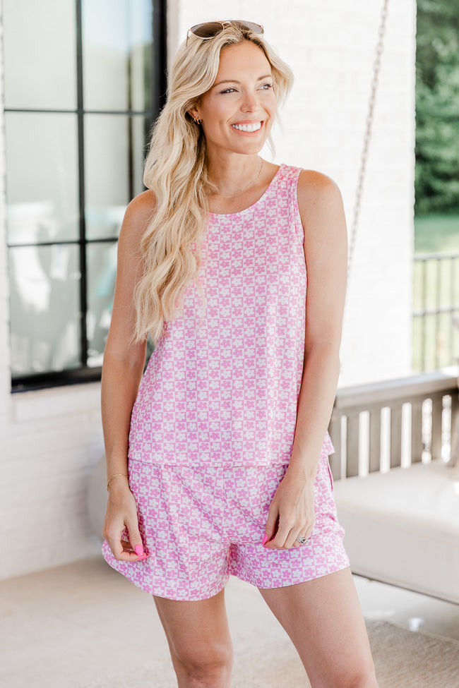 Crazy Daisy Pink Checkered Pajama Shorts FINAL SALE