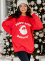 Don’t Stop Believin Red Oversized Graphic Sweatshirt