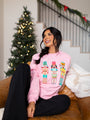 Nutcrackers Chenille Patch Light Pink Oversized Graphic Sweatshirt