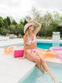 Gossip On Deck Halter Neck In Tori Patch Bikini Top Tori X Pink Lily