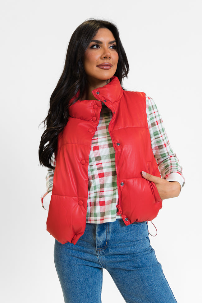 Steep Slopes Red Faux Leather Vest