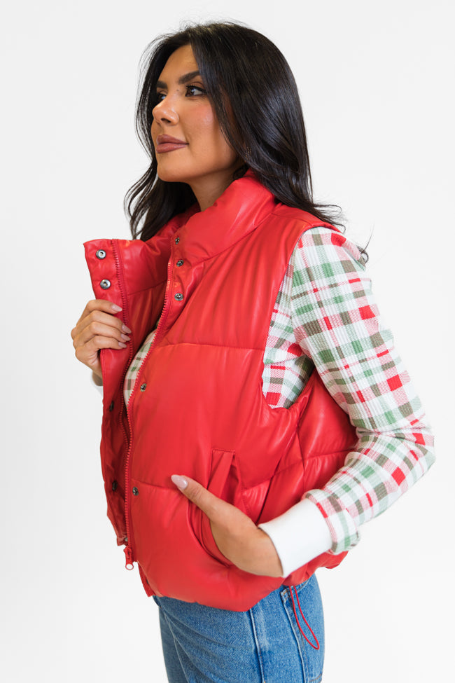 Steep Slopes Red Faux Leather Vest