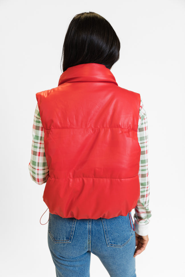 Steep Slopes Red Faux Leather Vest